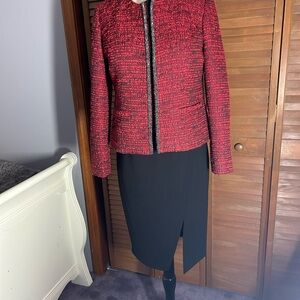 Chico's Chic Red and Black Tweed Blazer